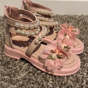 SHEIN Pink Flower & Pearls Sandals